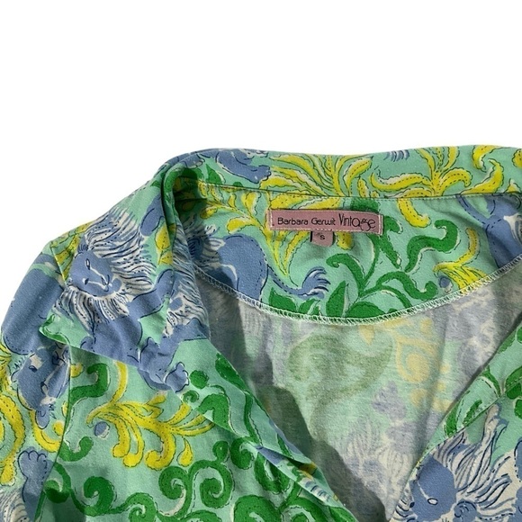 Barbara Gerwit Vintage Knit Print Dress Shirt Collar Style Size Small Coastal - Picture 4 of 10